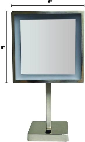 Whitehaus Collection WHMR295-BN مرآة مكبرة مربعة قائمة بذاتها LED 5X، نيكل مصقول in Kuwait