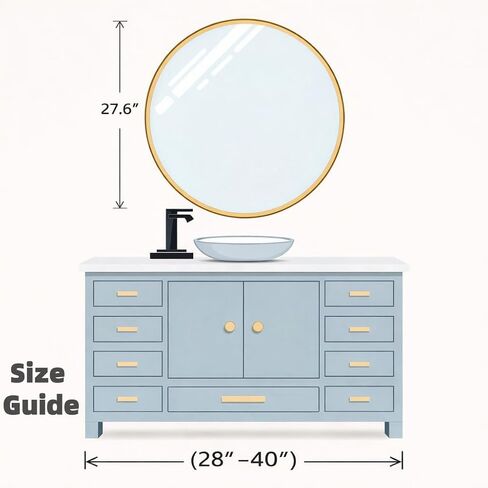 مرآة دائرية كبيرة من VVK - مرآة زينة حديثة مقاس 27.6 بوصة إطار معدني مصقول برونزي عائم لوحة زجاجية مستديرة للجدار وغرفة النوم والحمام وغرفة المعيشة والمطبخ والمدخل (ذهبي) in Kuwait