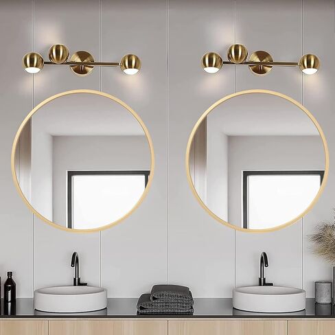 مرآة دائرية كبيرة من VVK - مرآة زينة حديثة مقاس 27.6 بوصة إطار معدني مصقول برونزي عائم لوحة زجاجية مستديرة للجدار وغرفة النوم والحمام وغرفة المعيشة والمطبخ والمدخل (ذهبي) in Kuwait