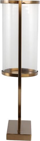 Contemporary Metal and Glass Hurricane Candle Holder - Decorative Pillar Candlestick Holder for Table Centerpiece - Elegant Home Decor Accents for Any Special Occasion Decoration - 23" Gold in Kuwait