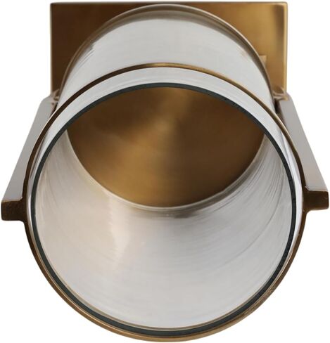 Contemporary Metal and Glass Hurricane Candle Holder - Decorative Pillar Candlestick Holder for Table Centerpiece - Elegant Home Decor Accents for Any Special Occasion Decoration - 23" Gold in Kuwait