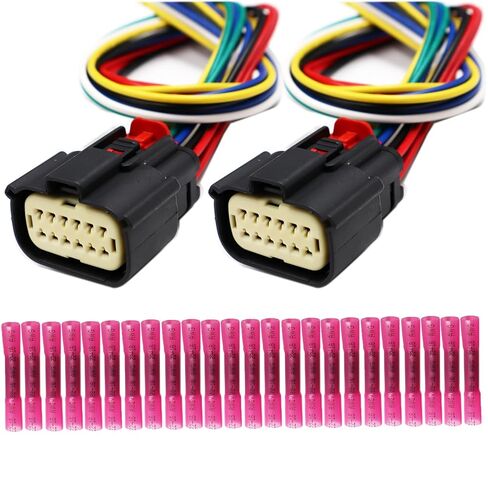 2Pcs 12 Pin Headlights Connector Compatible with Ram 3500 2019-2024 68406276AE 68406276AB, 68406276AC Pigtail Harness Plug in Saudi Arabia
