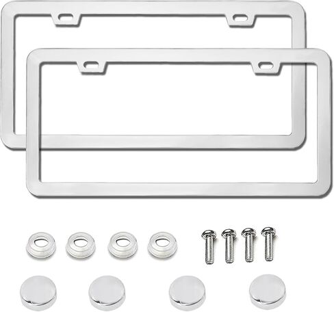 إطار لوحة ترخيص للنساء 2 حزمة حامل لوحة ترخيص السيارة إطار لوحة أرقام معدنية إطار علامة السيارة (أحمر) in Kuwait