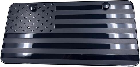 USA Black Flag Metal Stamped Embossed License Plate 2 Hole (12"x6", Black) in Kuwait