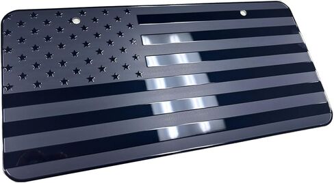 USA Black Flag Metal Stamped Embossed License Plate 2 Hole (12"x6", Black) in Kuwait