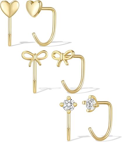 عارية الذراعين نصف هوب الأقراط الذهب والفضة البقاء مغلقة أقراط هوب مفتوحة للنساء Huggie الصغيرة لثقب متعدد خفيفة الوزن لا عودة كزة الحرة الراحة تناسب النوم في المجوهرات العصرية هدية للنساء in Kuwait