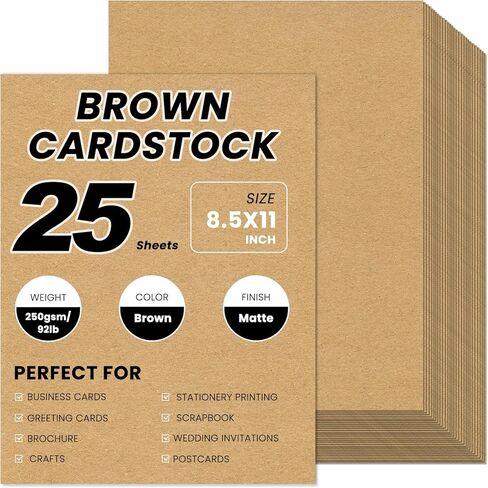 25 ورقة بيضاء من البطاقات مقاس 8.5 × 11، 92 رطل/250 جرامًا للمتر المربع، ورق طباعة ثقيل للدعوات، سجل القصاصات، الحرف اليدوية، البطاقات اليدوية، الديكور، الرسم in Kuwait