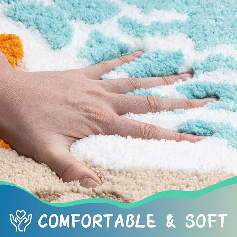 Blue Beach Bathroom Rugs Microfiber Nautical Cute Coastal Bath Mats for Bathroom Floor, Non Slip Quick Dry Absorbent Bath Rugs with Starfish Seashell, Machine Washable, 20"x32" in Saudi Arabia