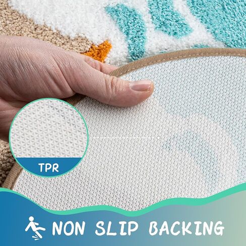 Blue Beach Bathroom Rugs Microfiber Nautical Cute Coastal Bath Mats for Bathroom Floor, Non Slip Quick Dry Absorbent Bath Rugs with Starfish Seashell, Machine Washable, 20"x32" in Saudi Arabia