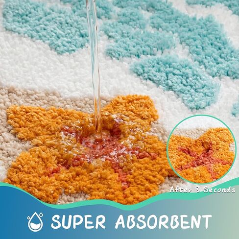 Blue Beach Bathroom Rugs Microfiber Nautical Cute Coastal Bath Mats for Bathroom Floor, Non Slip Quick Dry Absorbent Bath Rugs with Starfish Seashell, Machine Washable, 20"x32" in Saudi Arabia
