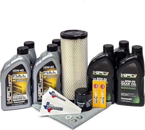 مجموعة أدوات صيانة تغيير الزيت من Powersport's Progressive Powersport - متوافقة مع KAWASAKI 2024+ Mule PRO-FXT 1000 - تشتمل على الزيوت والمرشحات وشمعات الإشعال والخرقة والقمع وغسالات الختم K03 in Saudi Arabia