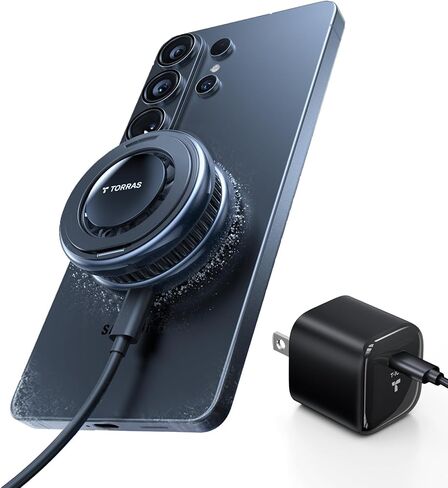 TORRAS PolarCircle Qi2 Mag-Safe Charger, Semiconductor Cooling 15W Wireless Charger for iPhone 16/15/14/13/12, Magnetic Charging Pad with 360°Spin Stand, Phone Cooler for Gaming and Live Streamin in Kuwait