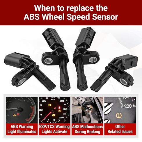 ABS Wheel Speed Sensor Set Front/Rear (Left & Right) 4PCS Compatible with VW Jetta Golf Passat Beetle Bora Eos Rabbit 2005-2018, Replace WHT003856 WHT003857 WHT003858 WHT003859 by LOKFASISHA in Kuwait
