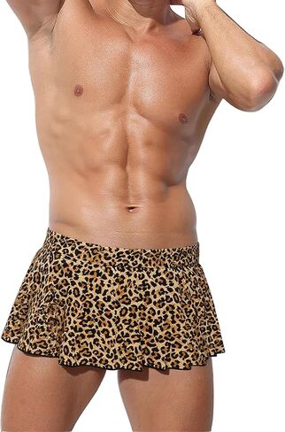 Mens Sissy Costume Outfit Sexy Leopard Mini Skirt for Men Crossdressing in Kuwait