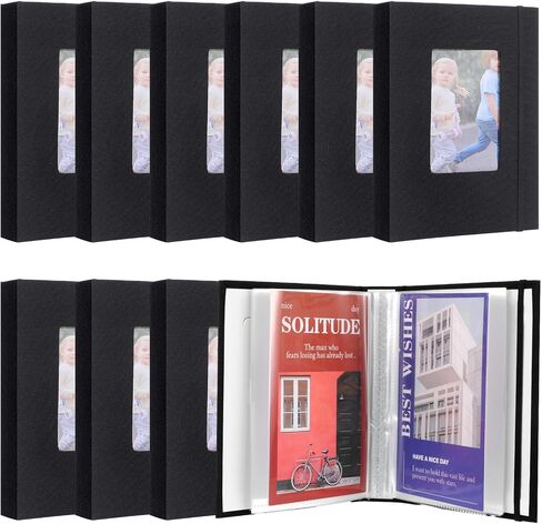 10 قطع ألبوم صور صغير مقاس 4 × 6 صور، غطاء من الكتان مع سجل قصاصات للنافذة الأمامية يحمل 52 صورة، ألبوم صور صغير للعائلة والزفاف والذكرى السنوية وإجازة الطفل (أسود) in Kuwait