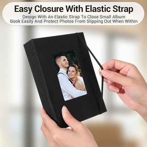 10 قطع ألبوم صور صغير مقاس 4 × 6 صور، غطاء من الكتان مع سجل قصاصات للنافذة الأمامية يحمل 52 صورة، ألبوم صور صغير للعائلة والزفاف والذكرى السنوية وإجازة الطفل (أسود) in Kuwait