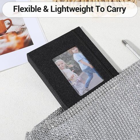 10 قطع ألبوم صور صغير مقاس 4 × 6 صور، غطاء من الكتان مع سجل قصاصات للنافذة الأمامية يحمل 52 صورة، ألبوم صور صغير للعائلة والزفاف والذكرى السنوية وإجازة الطفل (أسود) in Kuwait
