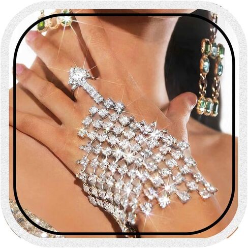 GORTIN أحجار الراين سلسلة اليد أساور كريستال البنصر سوار الزفاف اليد مجوهرات اكسسوارات للنساء in Kuwait