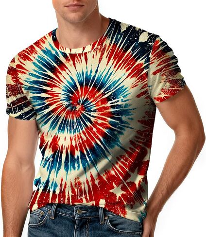 تي شيرت رجالي بأكمام قصيرة وياقة دائرية وأكمام قصيرة من Tie Dye in Kuwait