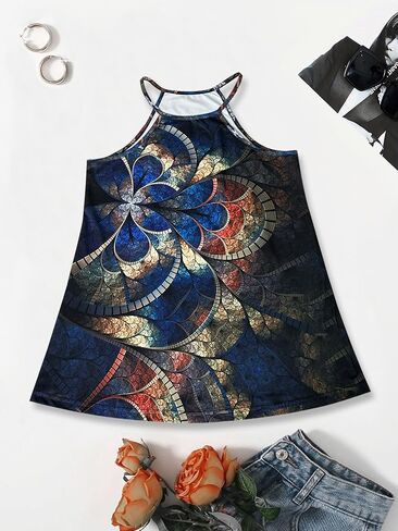 Spaghetti Strap Halter Tops for Women Crew Neck Sleeveless Spaghetti Strap Tank Tops Y2K Basic Shirts in Saudi Arabia