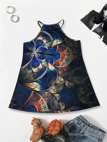 Spaghetti Strap Halter Tops for Women Crew Neck Sleeveless Spaghetti Strap Tank Tops Y2K Basic Shirts in Saudi Arabia