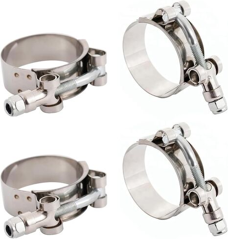 4 قطع 2 بوصة من مشابك خرطوم T-Bolt، مشبك خرطوم من الفولاذ المقاوم للصدأ 304 مع نطاق معرف 57 مم - 65 مم، مشبك أنابيب مبرد داخلي عالي التحمل قابل للتعديل، نطاق عمل لخراطيم 2 بوصة in Kuwait