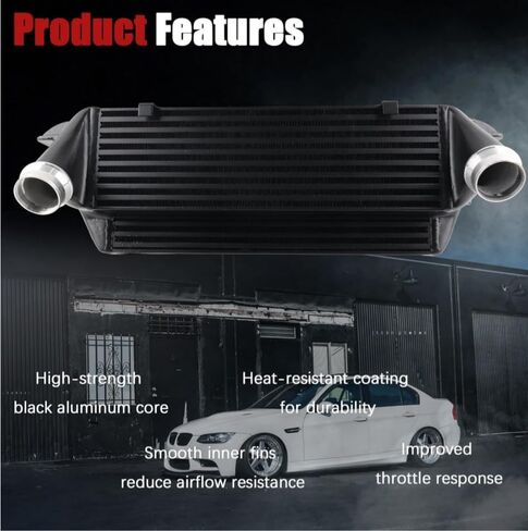 Bolt On Intercooler Kit Fit for BMW 1/2/3/4 Series F20 F22 F30 F31 F32 F33116i, 118i, 125i, M135i, 220i, 228i, M235i, 218d, 220d, 225d Front Mount Turbo Intercoolers Black Aluminum in Kuwait