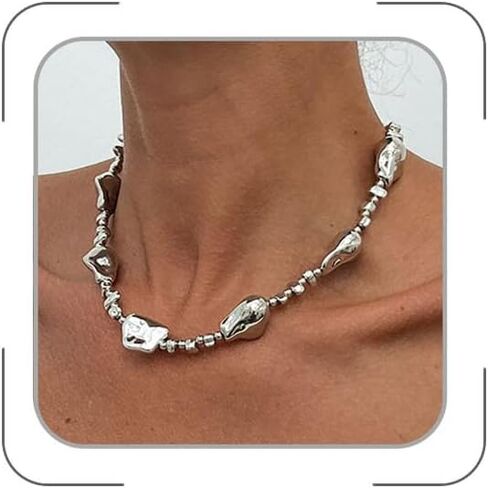 Pearl Choker Necklaces for Women Chunky Gold Beaded Pearl Necklaces Charm Pearls Choker Necklace Vintage Statement Necklace Dainty Y2K Jewelry Boho Prom Jewelry Gift for Women in Saudi Arabia