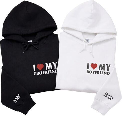 COUPLEHOODIES Custom I Love My Girlfriend Boyfriend Embroidered Hoodie – Matching For Valentine’s Day Gift in Kuwait