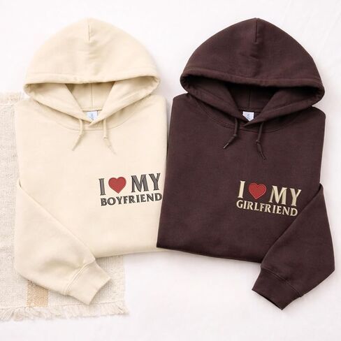 COUPLEHOODIES Custom I Love My Girlfriend Boyfriend Embroidered Hoodie – Matching For Valentine’s Day Gift in Saudi Arabia