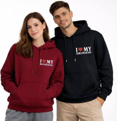 COUPLEHOODIES Custom I Love My Girlfriend Boyfriend Embroidered Hoodie – Matching For Valentine’s Day Gift in Saudi Arabia