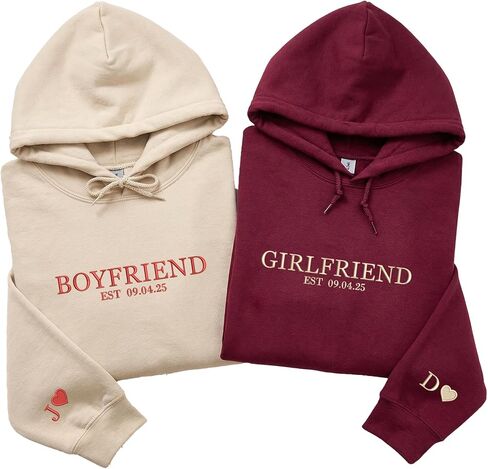 COUPLEHOODIES Custom I Love My Girlfriend Boyfriend Embroidered Hoodie – Matching For Valentine’s Day Gift in Saudi Arabia