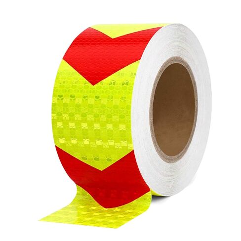 2in x 50 FT Reflective Tape of Red & Yellow Arrow Caution Waterproof High Visibility,Hazard Caution Warning Adhesive Tape Outdoor for Floor Marking, Trailers, Trucks, Cars，Boats in Kuwait