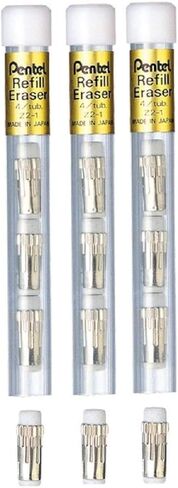 محايات إعادة التعبئة من Pentel لـ GraphGear 1000 GraphGear 500 Sharplet PG500 PG300 P200 (عبوة من 3 أنابيب - 12 عبوة ممحاة) in Kuwait