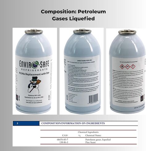 ENVIRO-SAFE R134a استبدال غاز التبريد | علبتان (6 أونصة) مع صمام ثقب لإعادة شحن التيار المتردد in Saudi Arabia