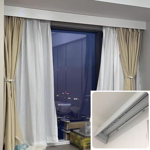 4-in-1 Curtain Pelmet Box with Double Mount Track - Versatile Wall/Ceiling Installation for Bedroom & Bathroom - Privacy Divider Curtain Panel Cover, 5.5M (18ft) in Saudi Arabia