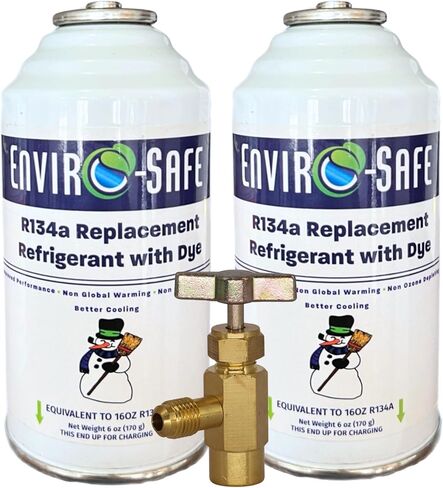 ENVIRO-SAFE R134a استبدال غاز التبريد | علبتان (6 أونصة) مع صمام ثقب لإعادة شحن التيار المتردد in Saudi Arabia