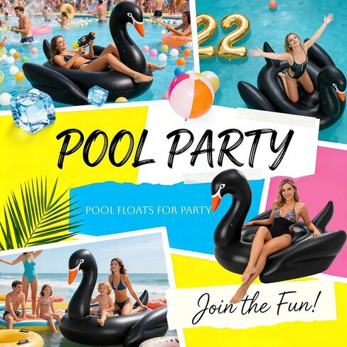 Giant Pool Float Adult Heavy Duty 70" Black Swan Pool Floaties for Adults Swimming Pool Lounger Float Pool Chair Float for Pool Games Beach Party Outdoor Water Play in Saudi Arabia