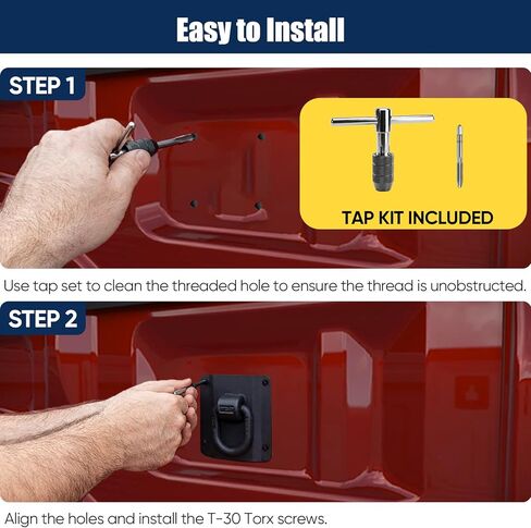 4 Pack Heavy Duty Tie Down Anchors Truck Bed Tie Downs Car Accessories with with M6*1.0 Tap and T-Handle Fit for 2015-2025 Ford F150 F250 F350 & Raptor 2026 Replace FL3Z-99000A64-B & FL3Z-9928408-AB in Saudi Arabia