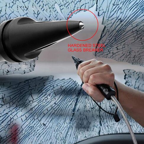 أداة إنقاذ طوارئ السيارة الذاتية، أداة كسر النوافذ، جهاز أمان أساسي للاستخدام الخارجي، أسود 640 مم in Kuwait