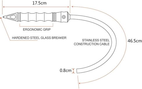 أداة إنقاذ طوارئ السيارة الذاتية، أداة كسر النوافذ، جهاز أمان أساسي للاستخدام الخارجي، أسود 640 مم in Kuwait