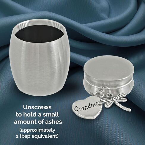 Grandma Dragonfly Small Urn for Human Ashes Cremation Keepsake Memorial Stainless Steel for Family in Saudi Arabia