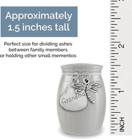 Grandma Dragonfly Small Urn for Human Ashes Cremation Keepsake Memorial Stainless Steel for Family in Saudi Arabia
