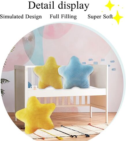 وسادة على شكل نجمة من القطيفة الناعمة على شكل نجمة لعبة وسادة محشوة باللون الأزرق مقاس 16 بوصة in Kuwait