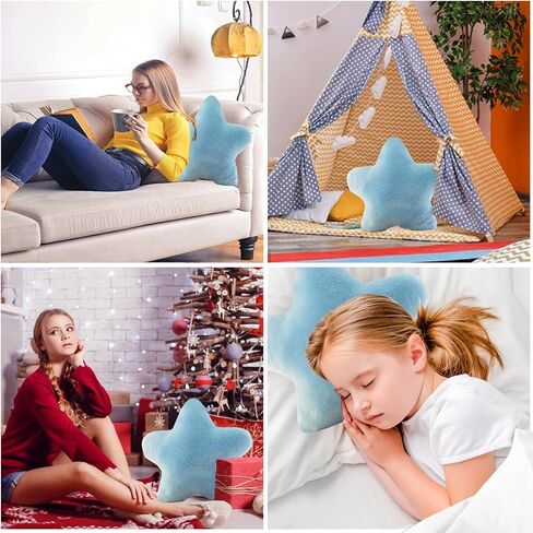وسادة على شكل نجمة من القطيفة الناعمة على شكل نجمة لعبة وسادة محشوة باللون الأزرق مقاس 16 بوصة in Kuwait