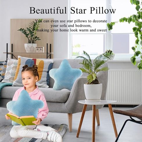 وسادة على شكل نجمة من القطيفة الناعمة على شكل نجمة لعبة وسادة محشوة باللون الأزرق مقاس 16 بوصة in Kuwait