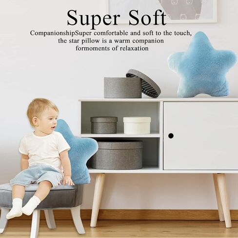 وسادة على شكل نجمة من القطيفة الناعمة على شكل نجمة لعبة وسادة محشوة باللون الأزرق مقاس 16 بوصة in Kuwait