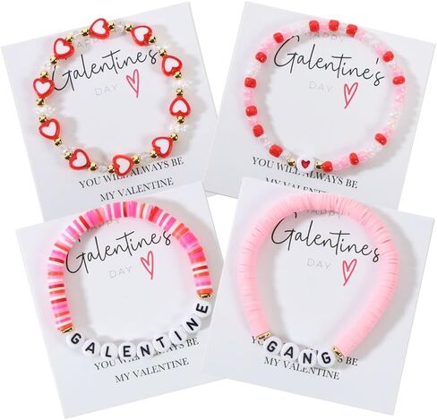 4Pcs Galentines Day Gifts Friendship Bracelets for Women Teens, Love Bracelets Set for Sister Bestie Best Friends in Saudi Arabia