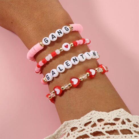 4Pcs Galentines Day Gifts Friendship Bracelets for Women Teens, Love Bracelets Set for Sister Bestie Best Friends in Saudi Arabia