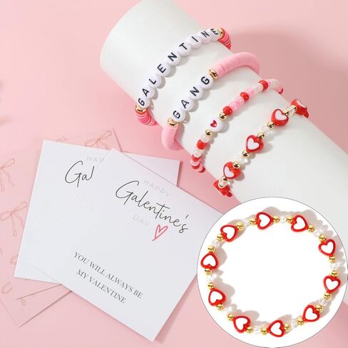 4Pcs Galentines Day Gifts Friendship Bracelets for Women Teens, Love Bracelets Set for Sister Bestie Best Friends in Saudi Arabia